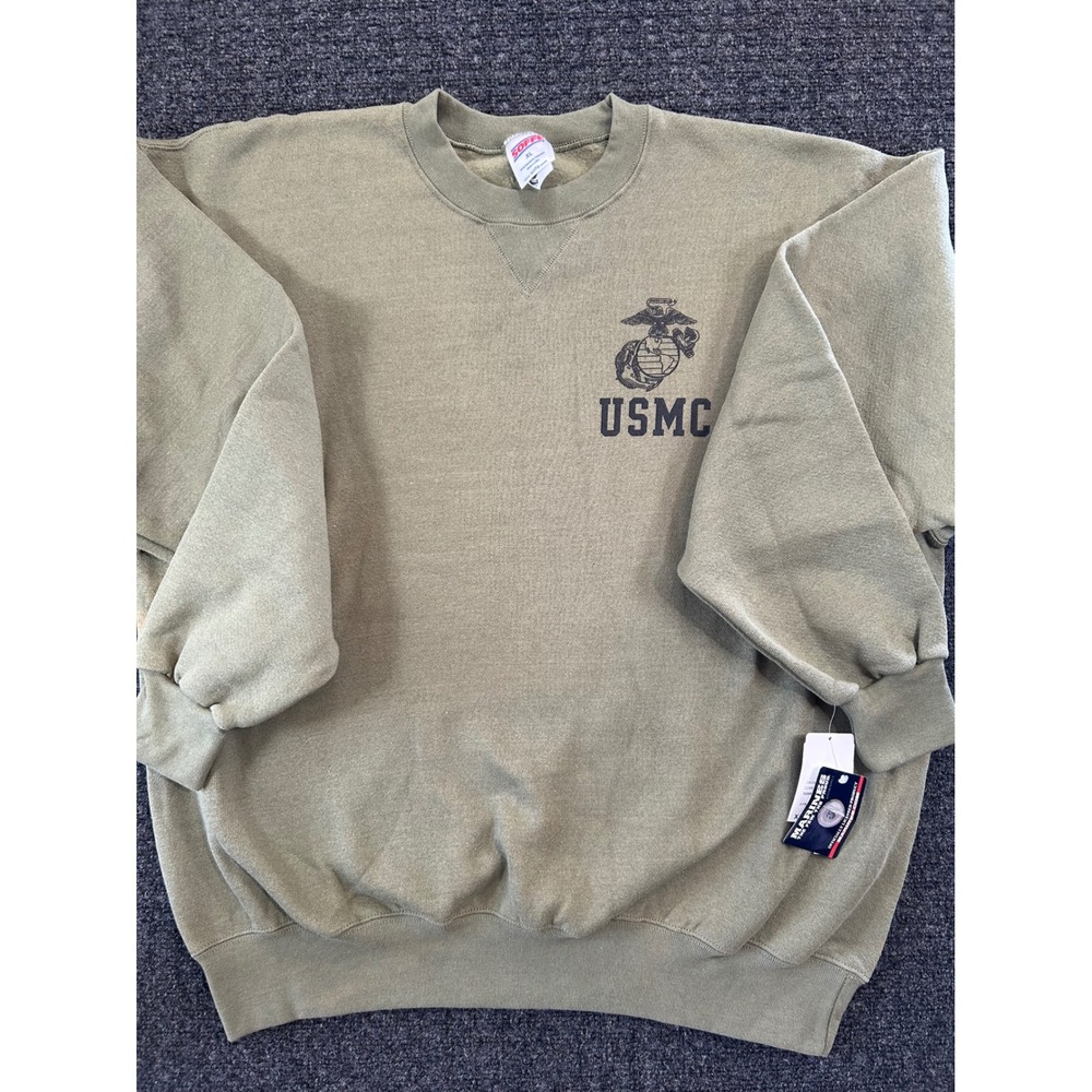 Soffe USMC Sweatshirt Men XL Olive Green Marine Corps Made in USA NWT *Flawed*